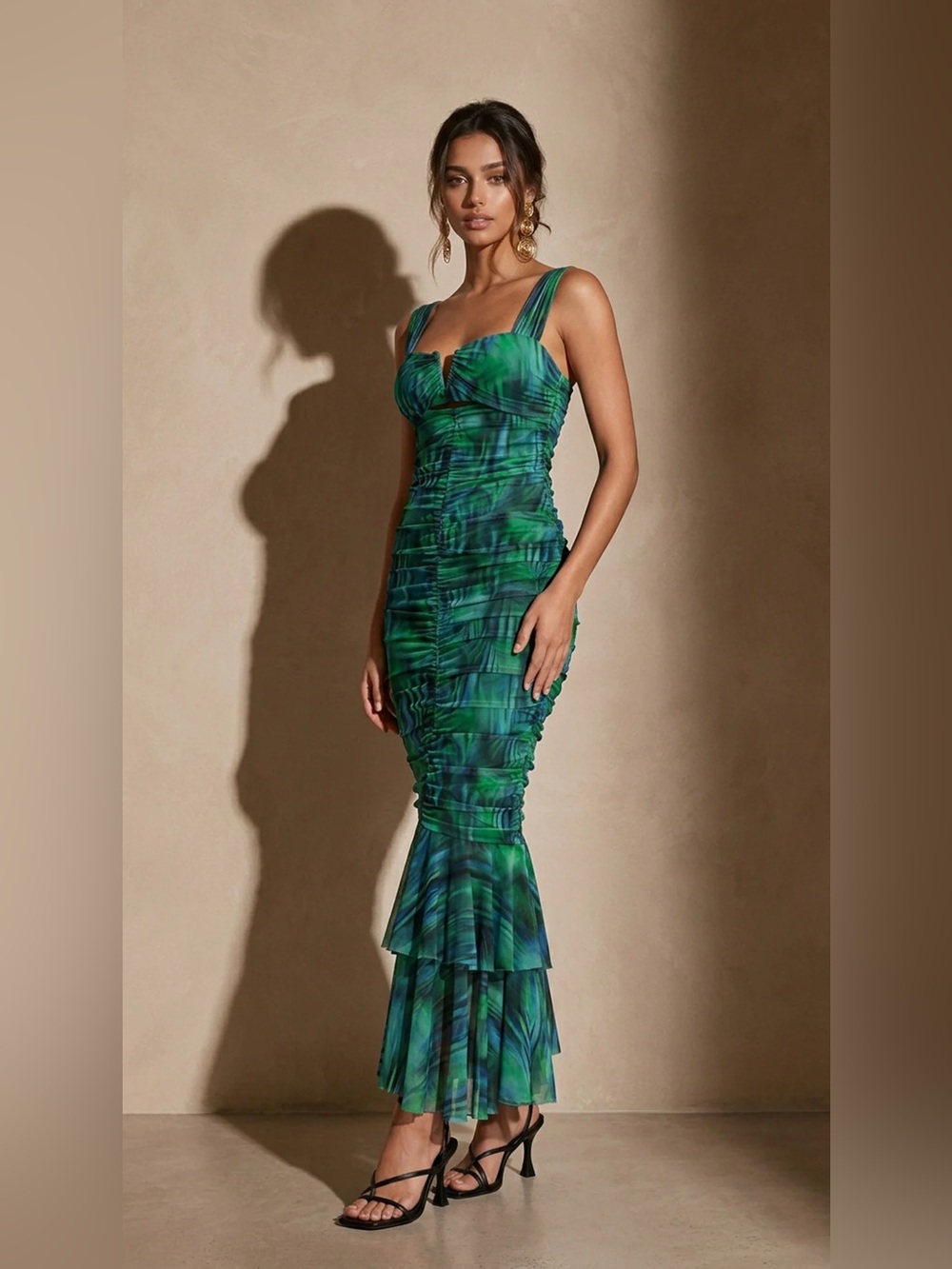One And Only Teals & Navy Ruched Evening Dress - 💚